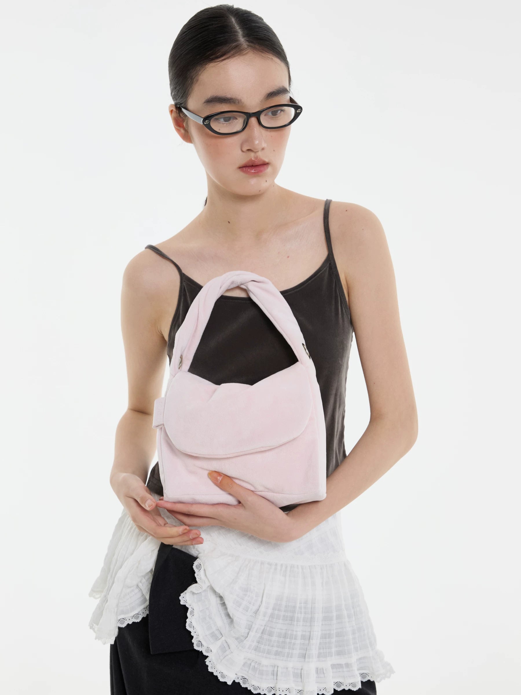 DirtySix Soft Fufu Suede Padded Small Square Bag