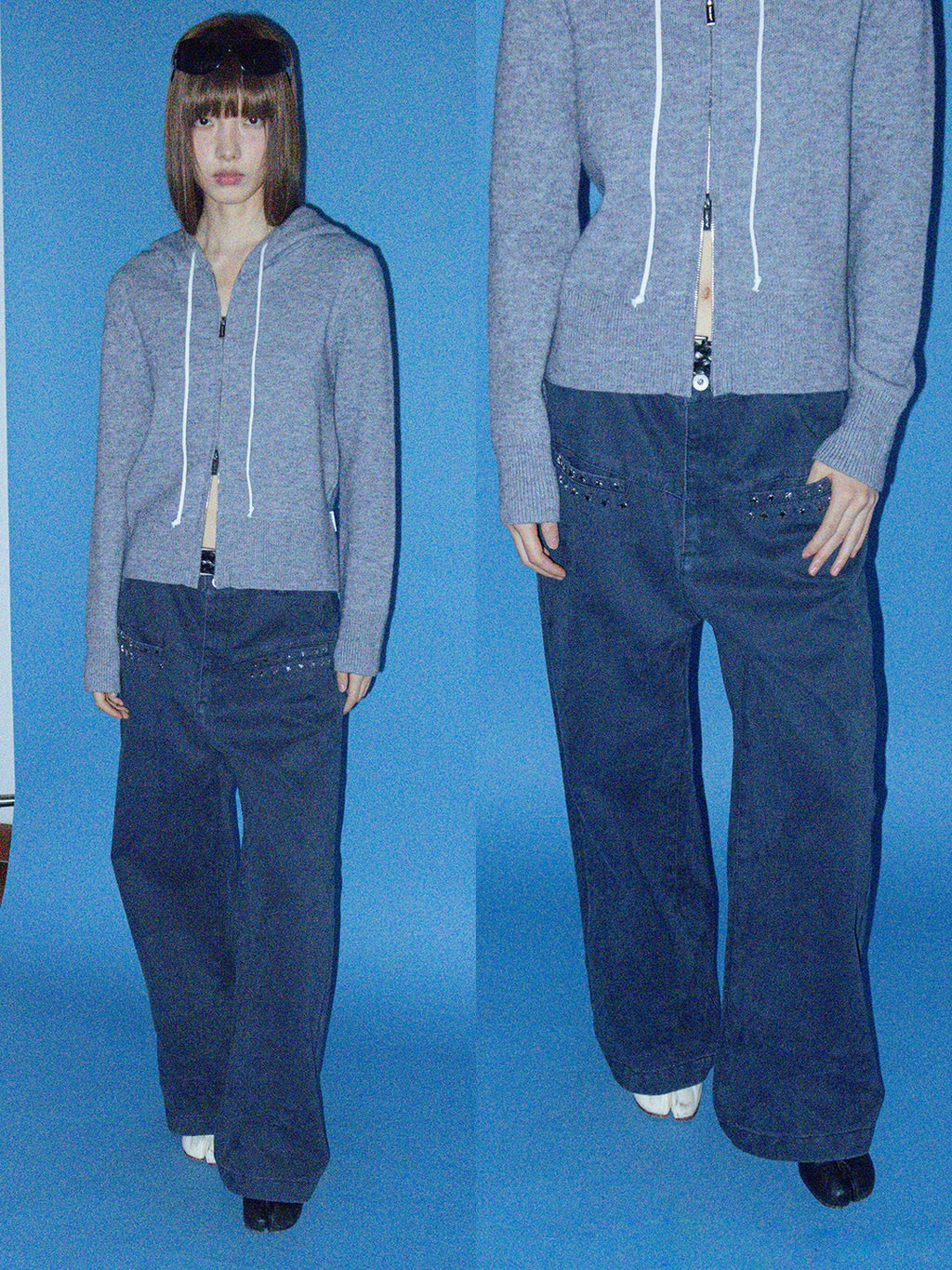 FUNKYFUN Star Rivet 400g Loose Straight Cargo Pants