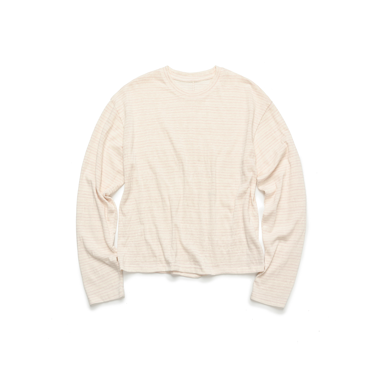 Set for Life Striped Lazy Casual Short Wide Crew Neck Long Sleeve