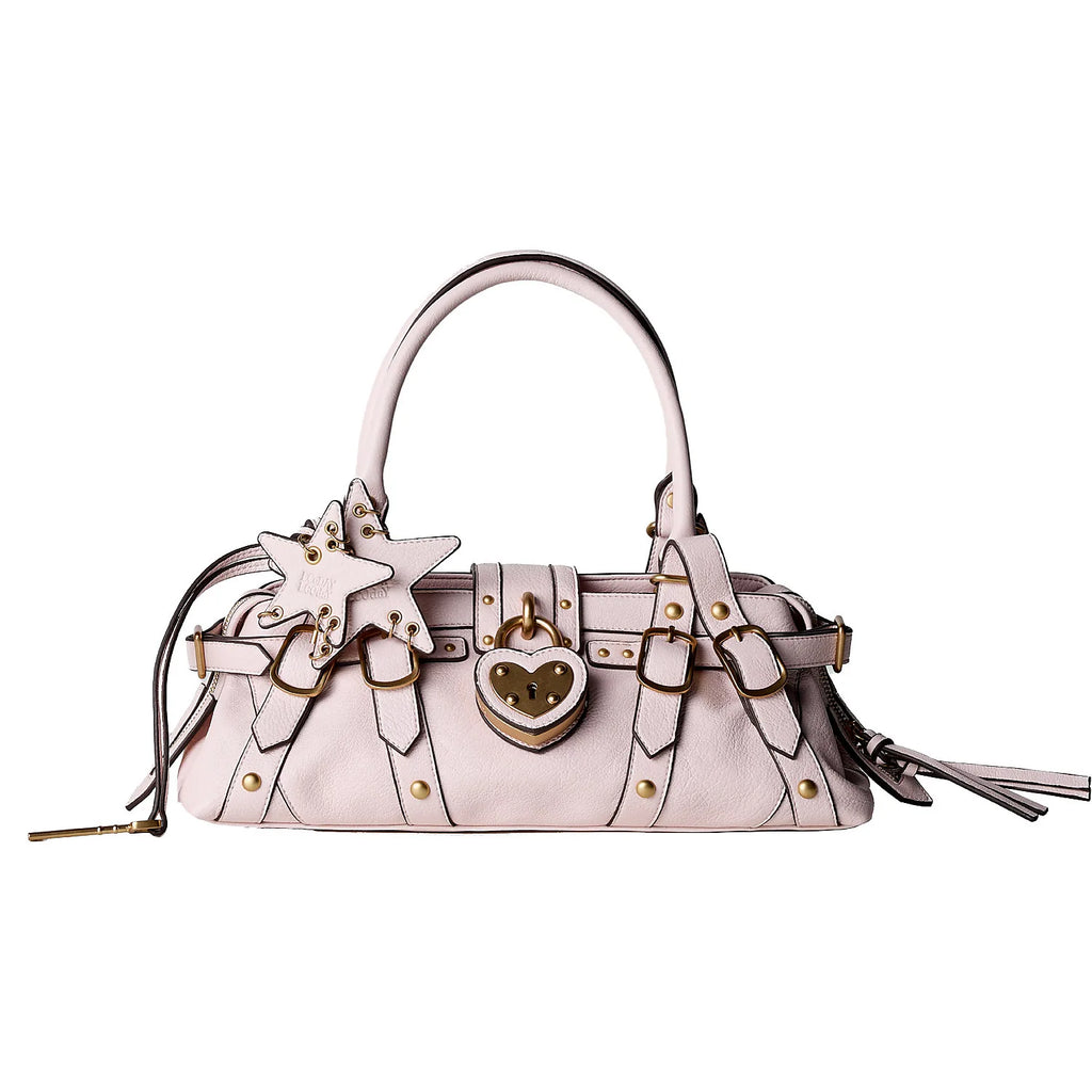 ECODAY Pearl White Faux Leather Zip-Top Shoulder Bag