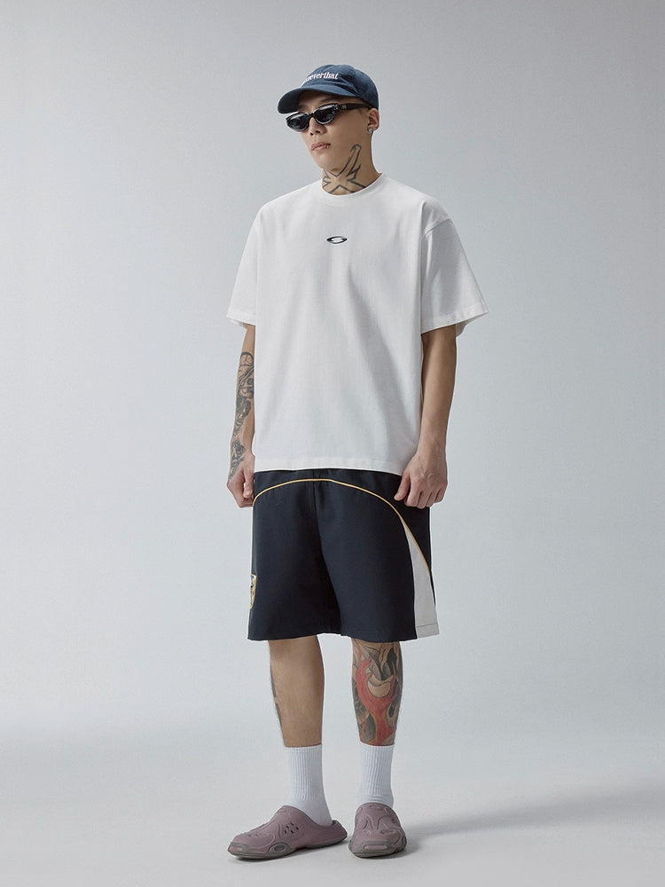 F2CE Loose Casual Versatile Embroidered Stamp Splicing Contrast Shorts
