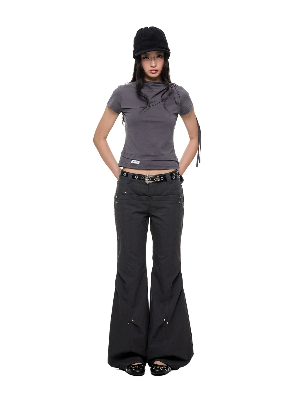 JIKOO Acorn Korean Style High-Street Flared Cargo Pants