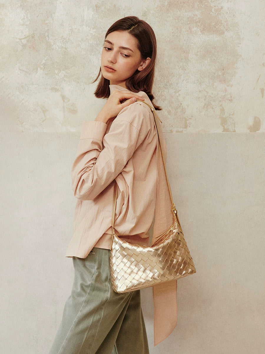 AVALEA Sheepskin Woven Shoulder Armpit Bag