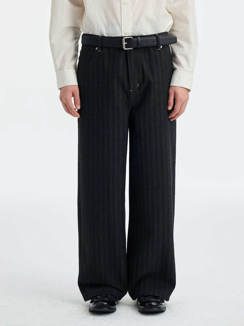 BUTTBILL Vintage Loose Tooling Dark Striped Straight Pants