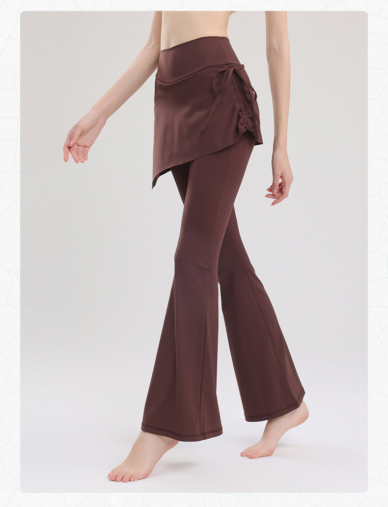 TIANQINGSE Fake Two-piece Side Drawstring Skirt Curtain Hip Cover Micro-pull Pants