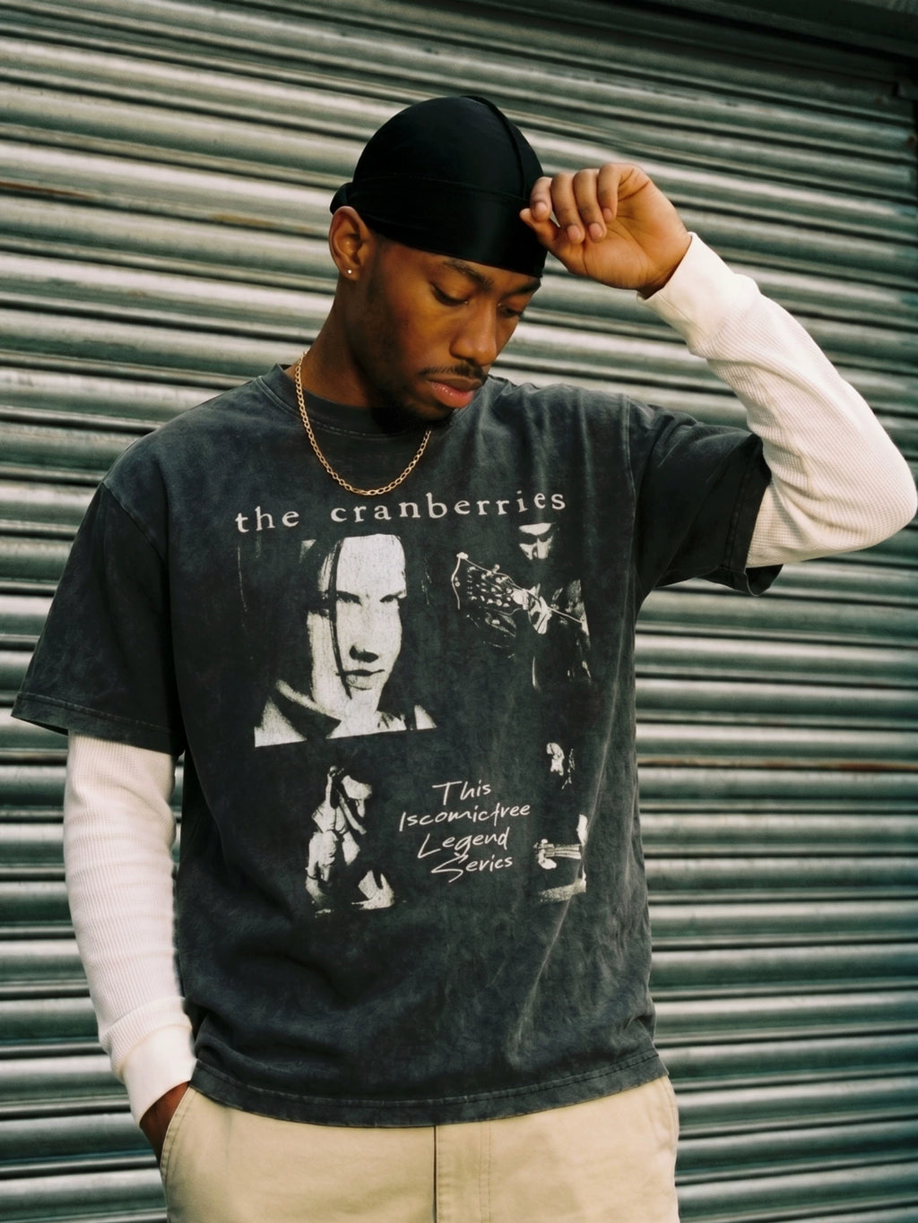 COMICTREE Old Front Shoulder Crew Neck Casual Tee