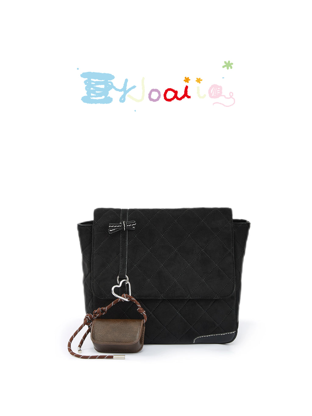 Kloaiio Black Faux Leather Diamond Quilted Zip-Top Backpack
