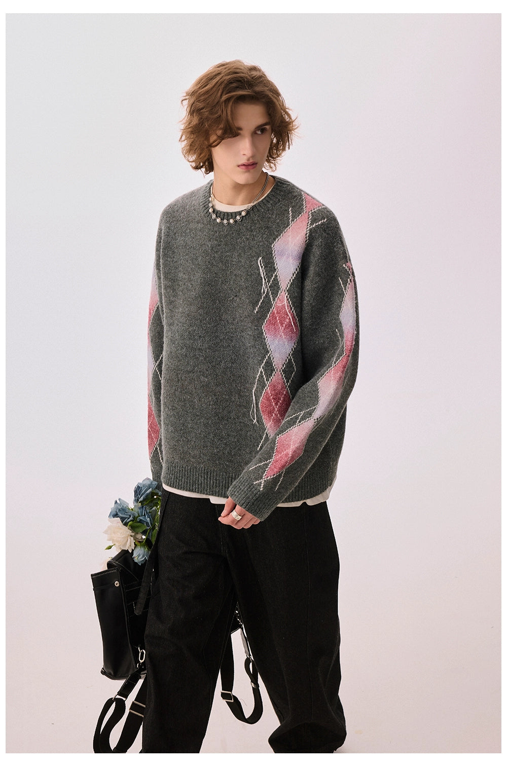 CHOR Lazy Style Plaid Knitted Sweater