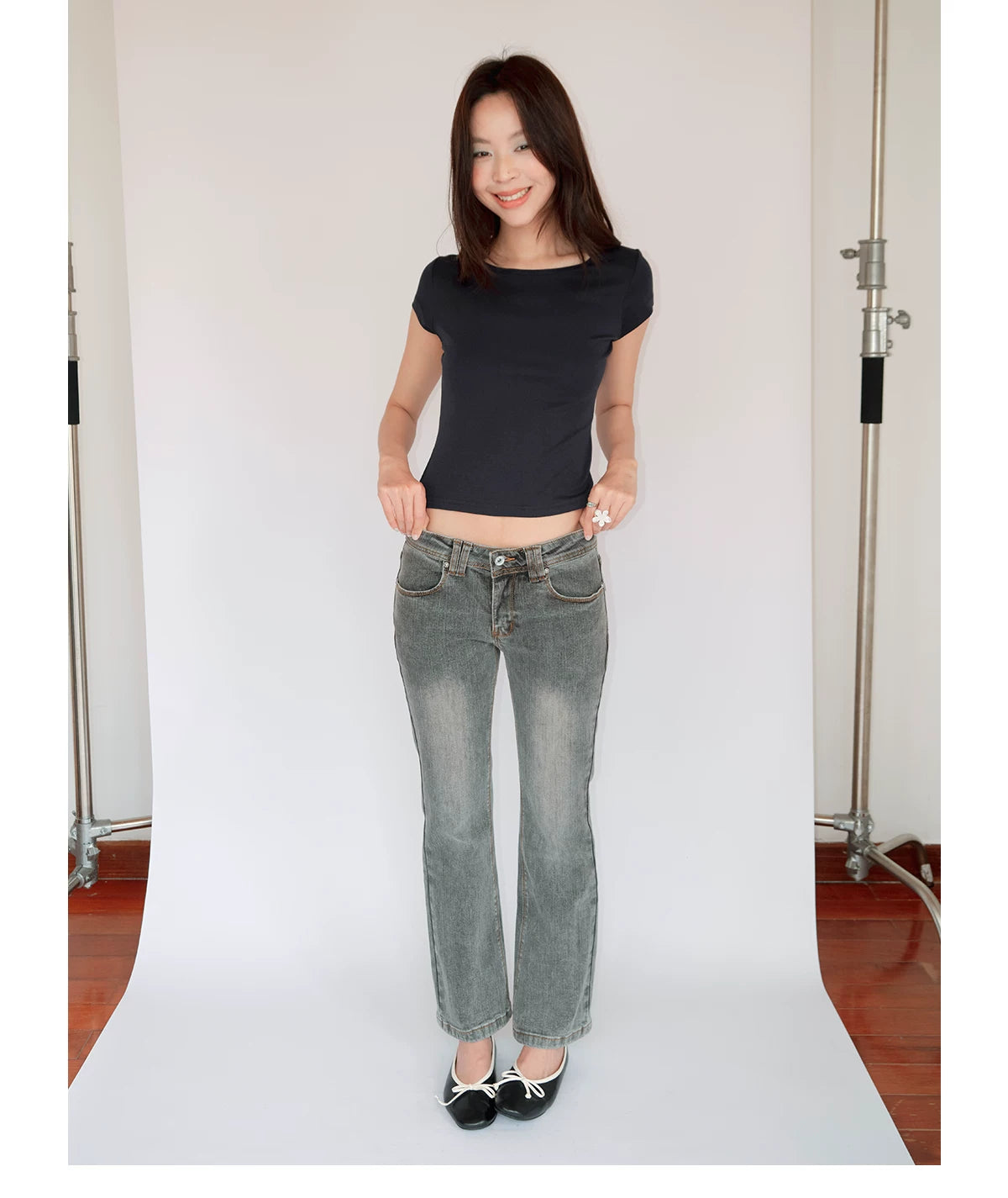 FUNKYFUN Millennium Retro Low-Rise Cropped Jeans