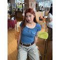 CCYE Retro Front Shoulder Slim U Neck Tee