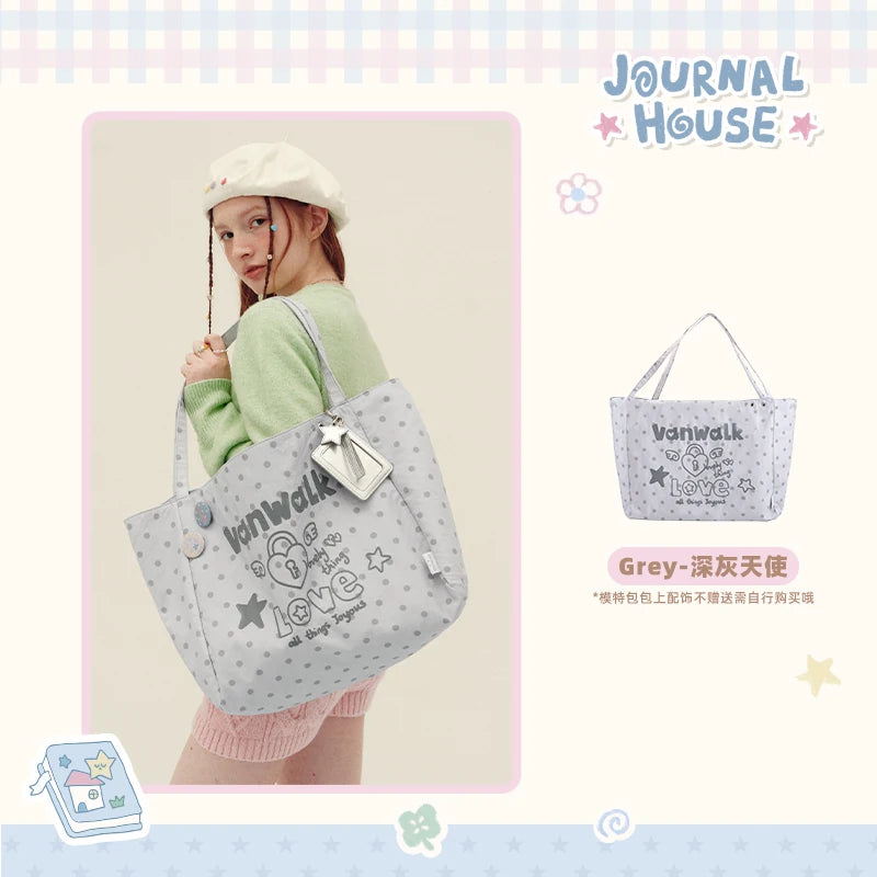 VANWALK Canvas Tote Bag - Open-Top Structured Shoulder Bag