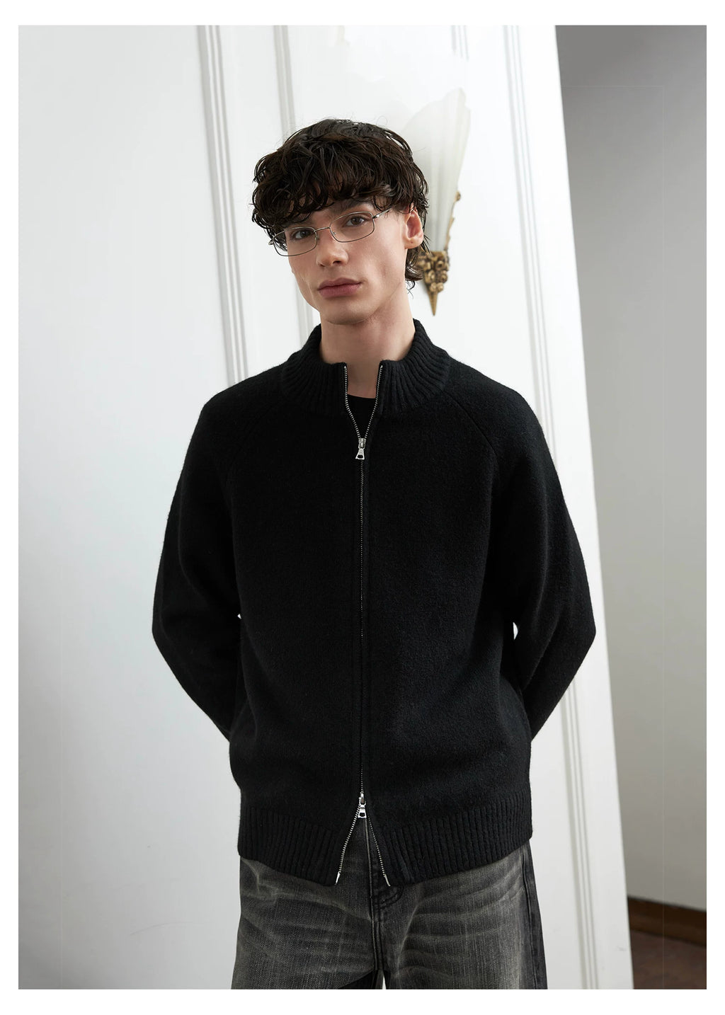 SINONOME Simple Loose Zipper Sweater