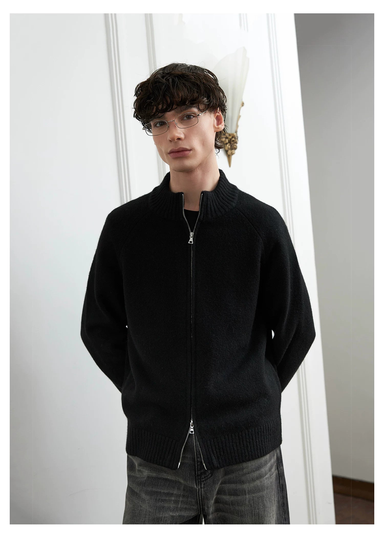SINONOME Simple Loose Zipper Sweater