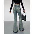 OUSPH Vintage High Waist Burr Edge Pull Jeans(clearance)
