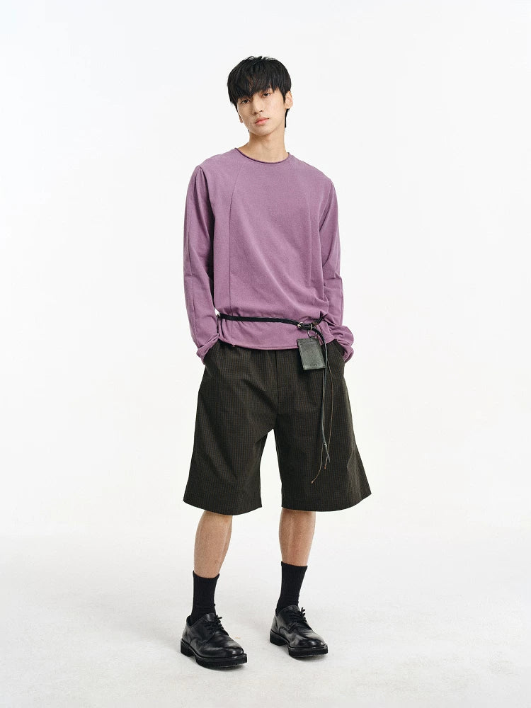 DIMC Lightweight Cotton Vertical Stripe Knee-Length Shorts