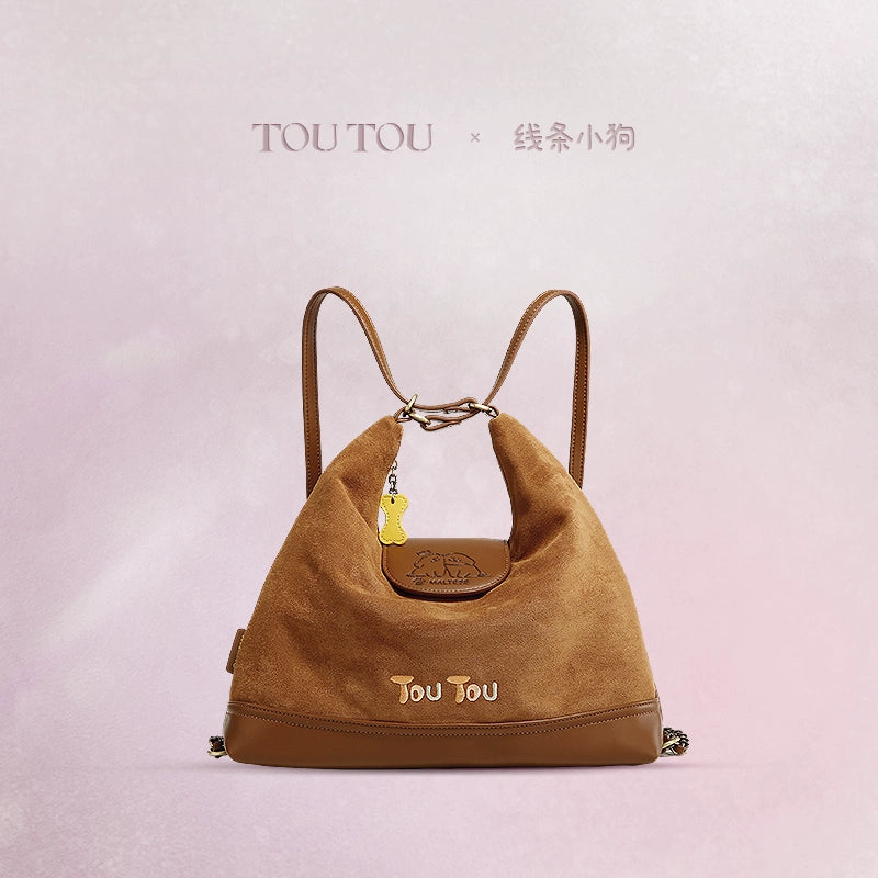 TOUTOU Faux Leather Zip-Top Tote Bag