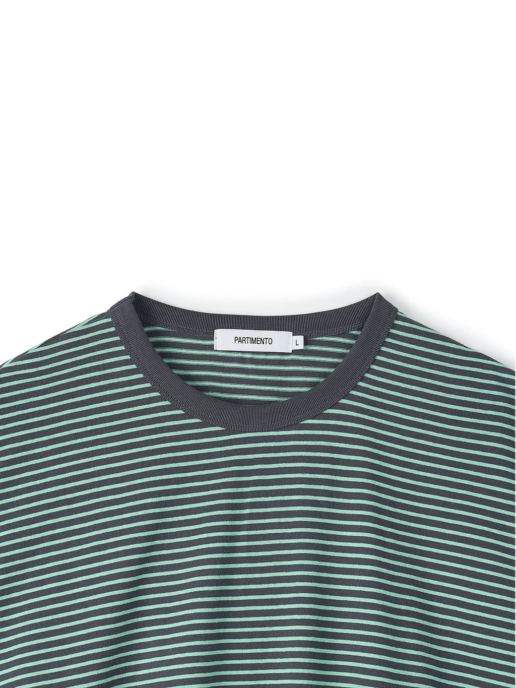 PARTIMENTO Vintage Striped Contrast Collar Loose-Fit Tee