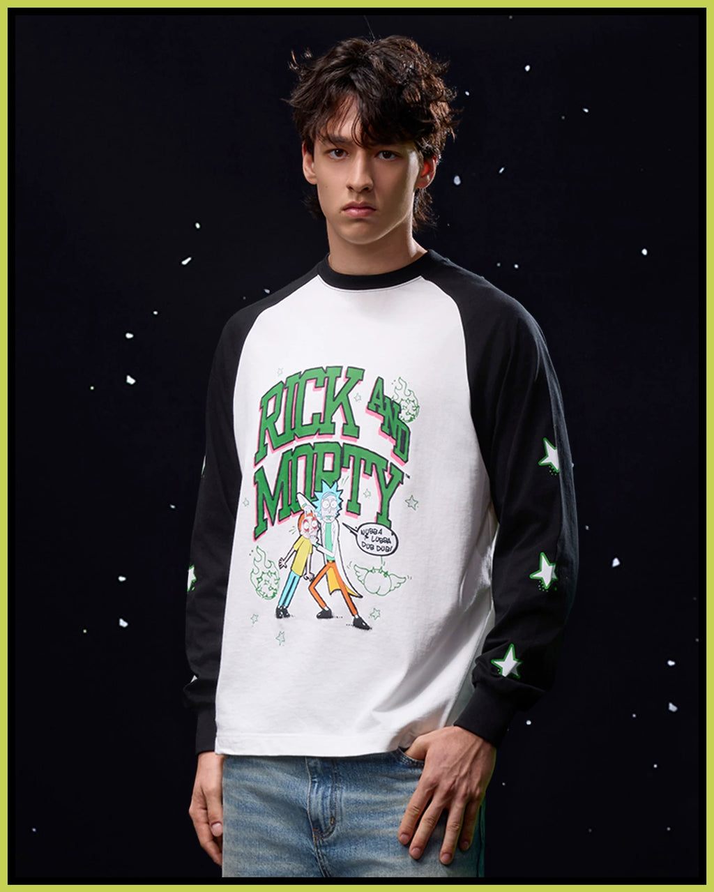 WHOOSIS Shoulder Sleeve Star Print Long Sleeve