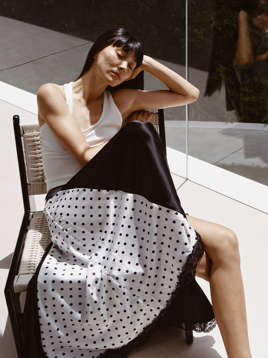 JCAESAR Polka Dot Stitching Lace Dress