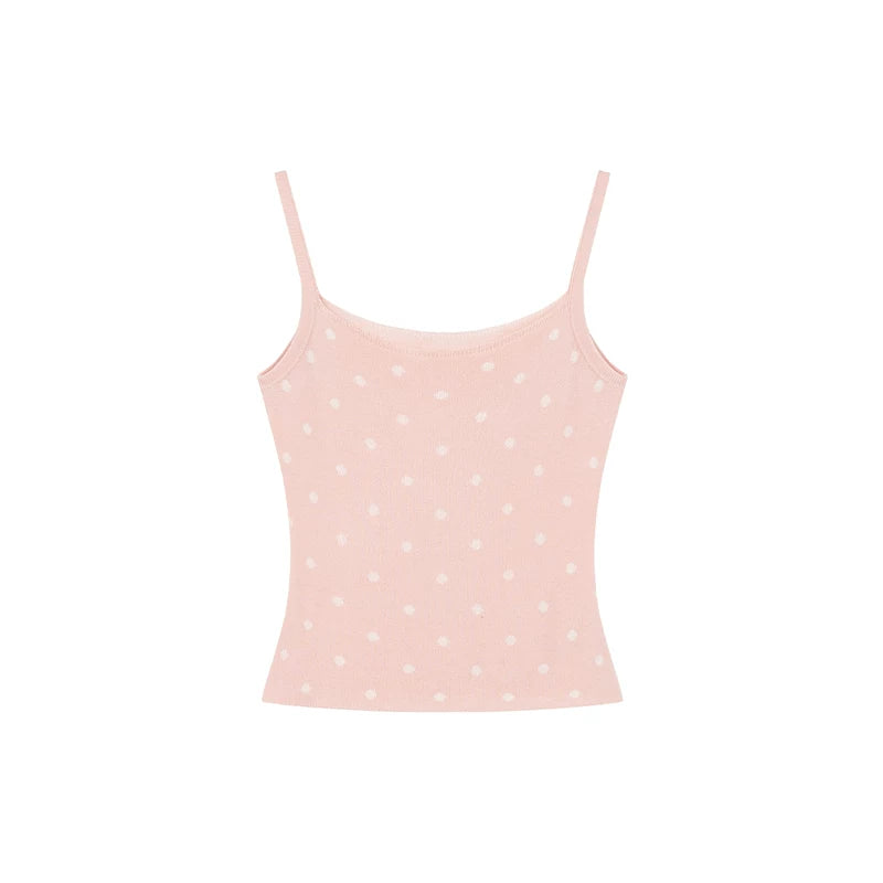 KANO Polka Dot Cropped Cardigan & Camisole Set