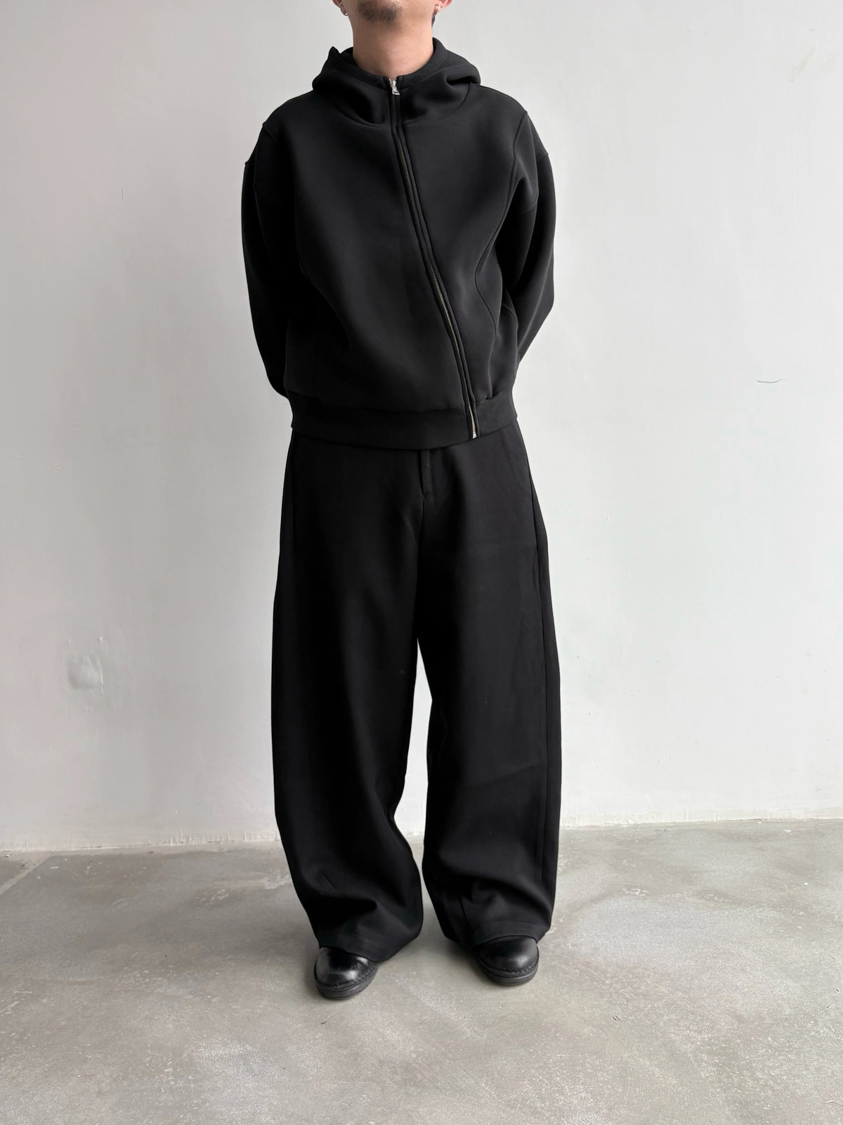 Anniehall Ninja Stand Collar Loose Fit Zip Hoodie