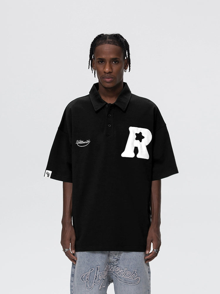 UNTILWERICH Vintage Polo Shirt Lapel Embroidered Tee