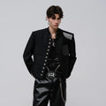 FACEON LAB Patch Uniform Stand Collar Casual Blazer Short Men's Jacket