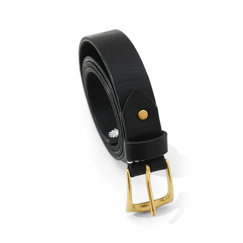 Mbbcar Brass Vintage Hand-Dyed Leather Belt