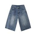 MTLCLOTHES Lightning-pattern Polished White Denim Shorts