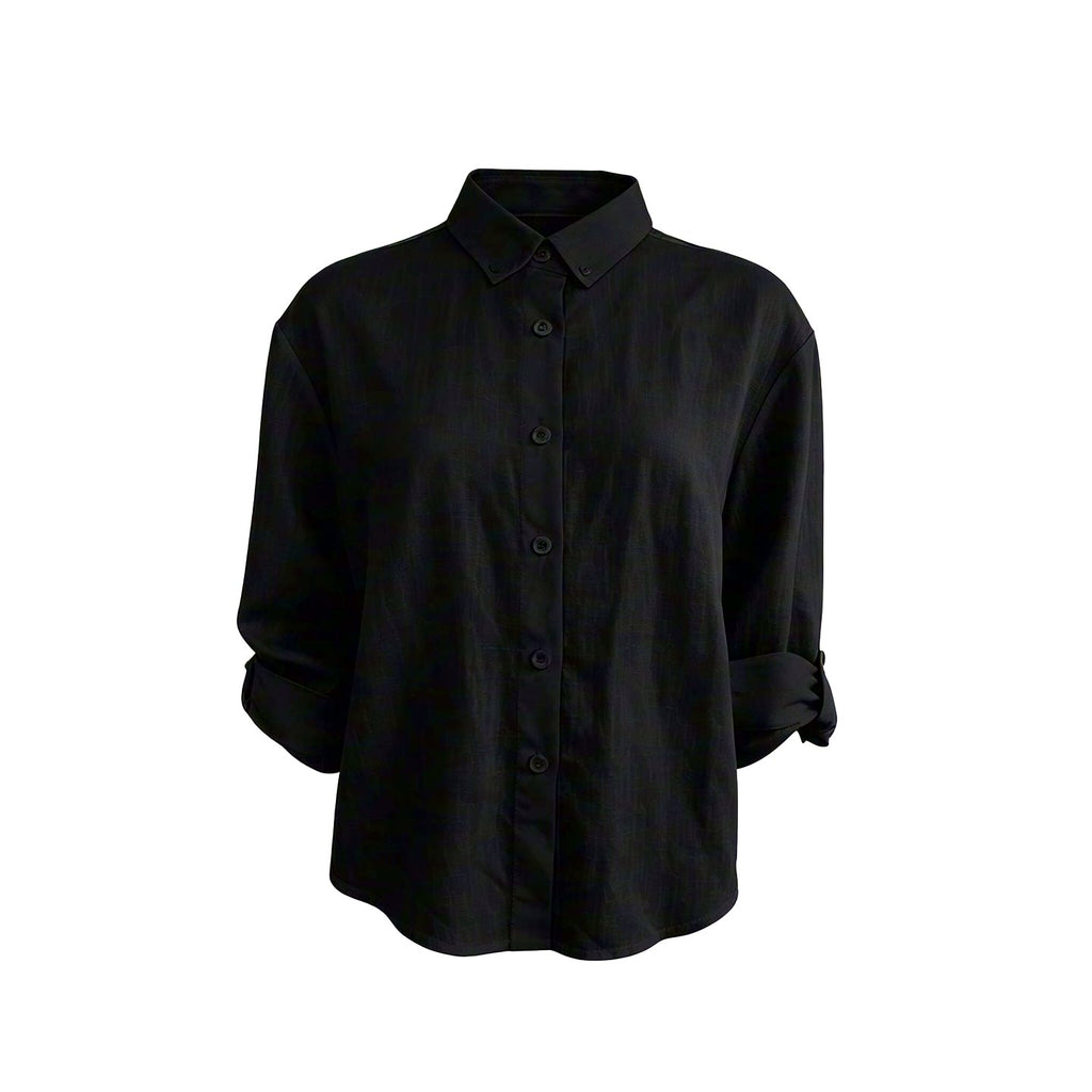 JCAESAR WOMEN Tencel Linen Breathable Relaxed Long-Sleeve Shirt