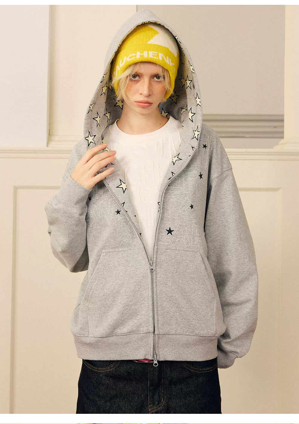 DONSMOKE Star Stitching Loose and Comfortable Contrasting Coat