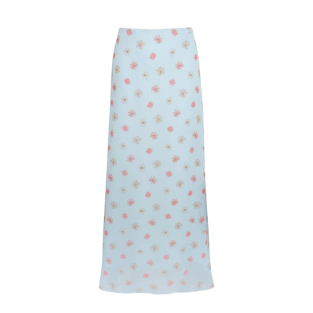 Wildberry Floral A-Line Mermaid Hem Maxi Skirt