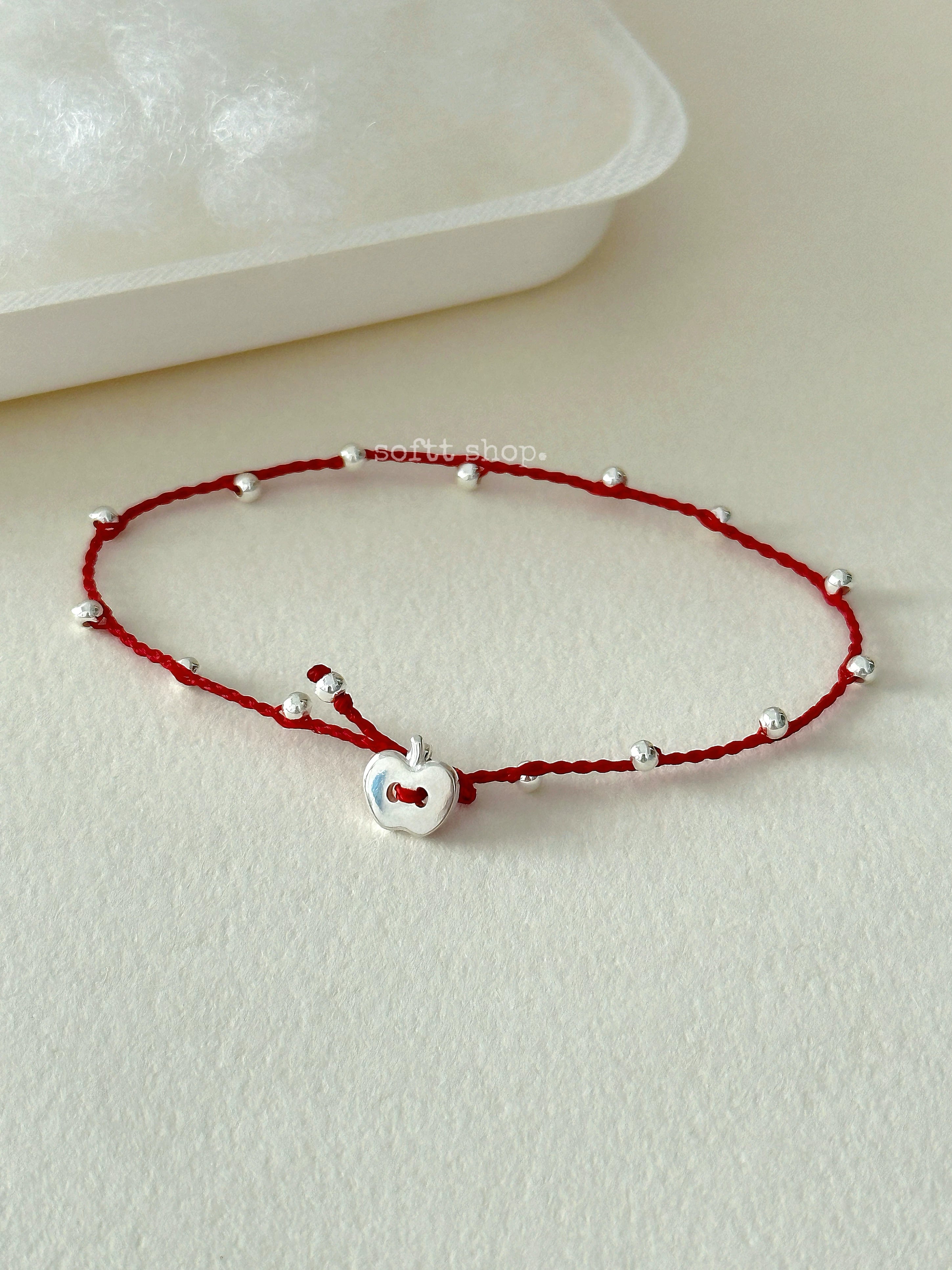 softt Sterling Silver Braided Apple Bead Bracelet