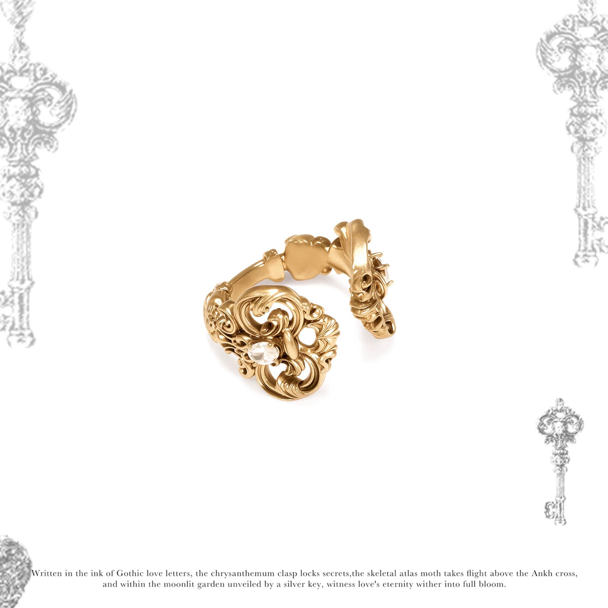 SUMIYAKI Vintage Pearl Key Adjustable Ring