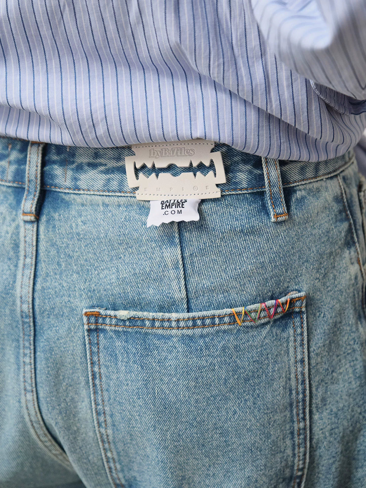 Battles Handcrafted Colored-Thread Relaxed Straight-Leg Jeans