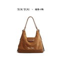 TOUTOU Faux Leather Zip-Top Tote Bag