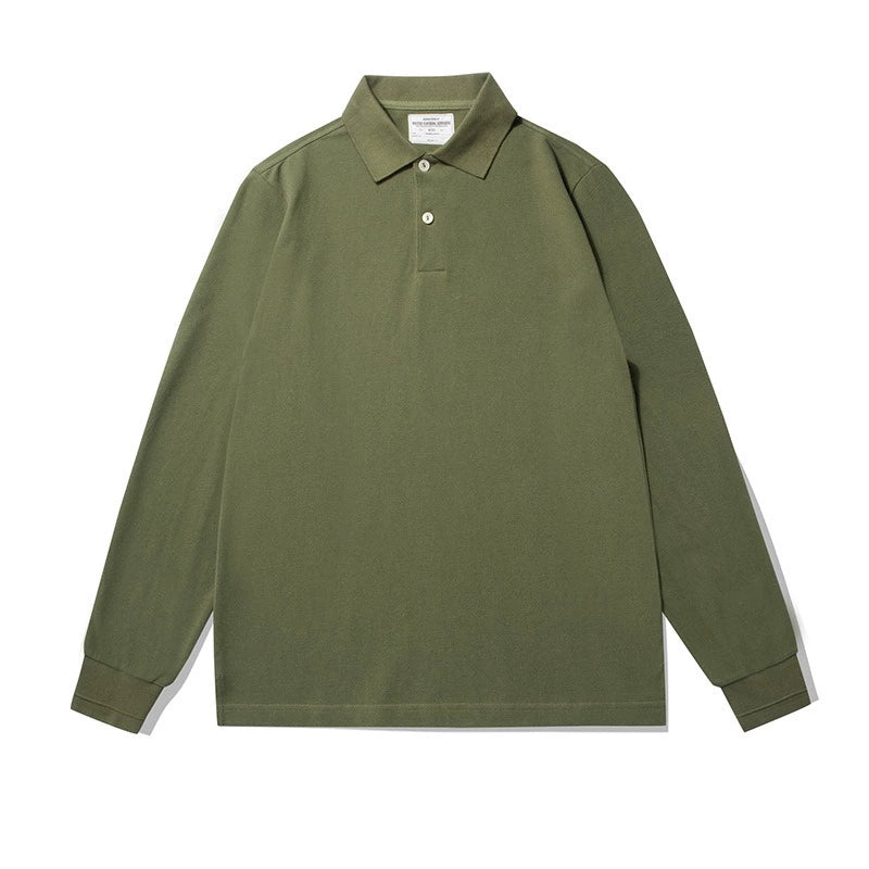 PrintAce Vintage Loose Lapel Long Sleeve POLO Shirt