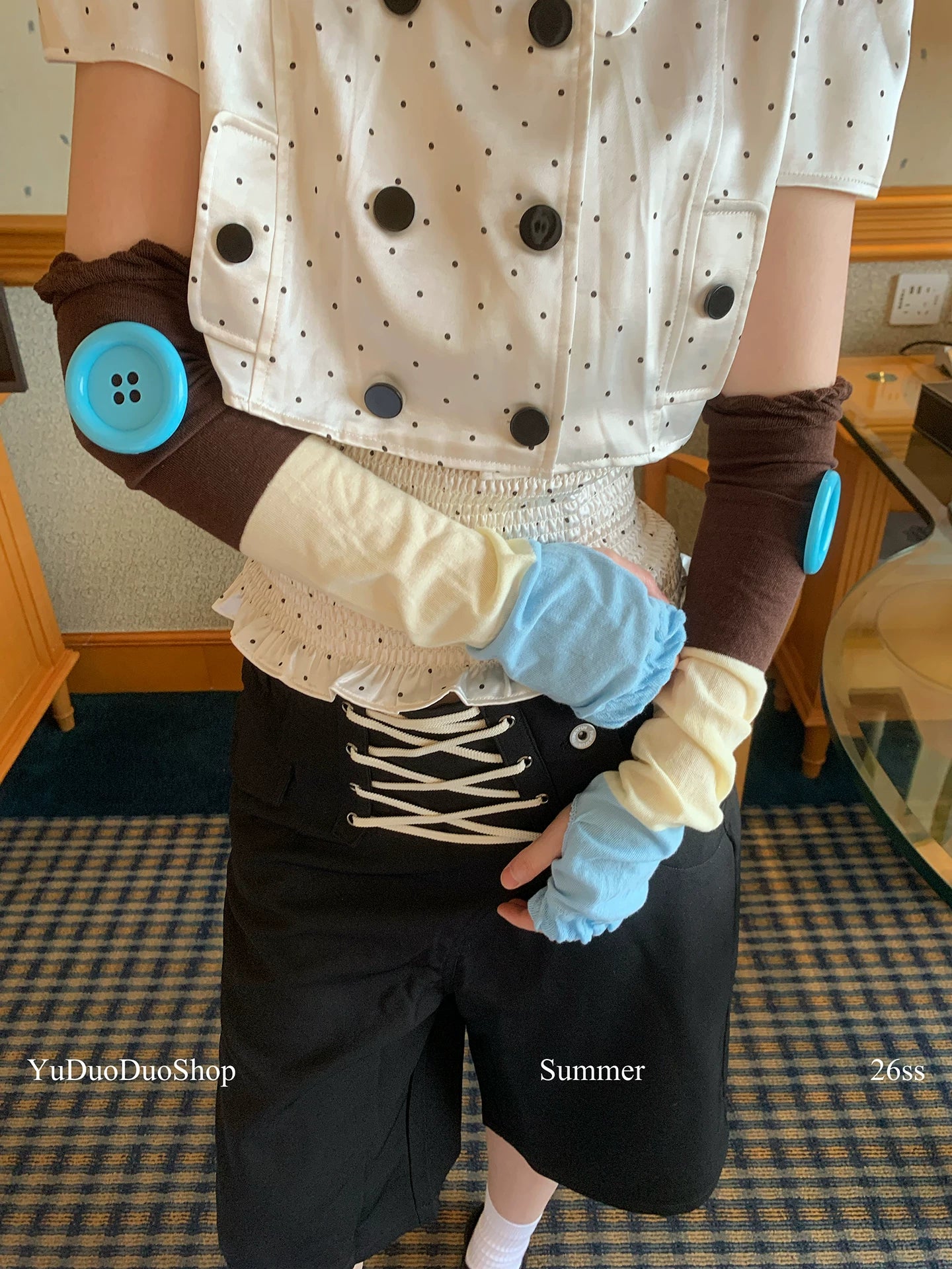 YuDuoDuo Dopamine Color-Block UPF + Fingerless Arm Warmers