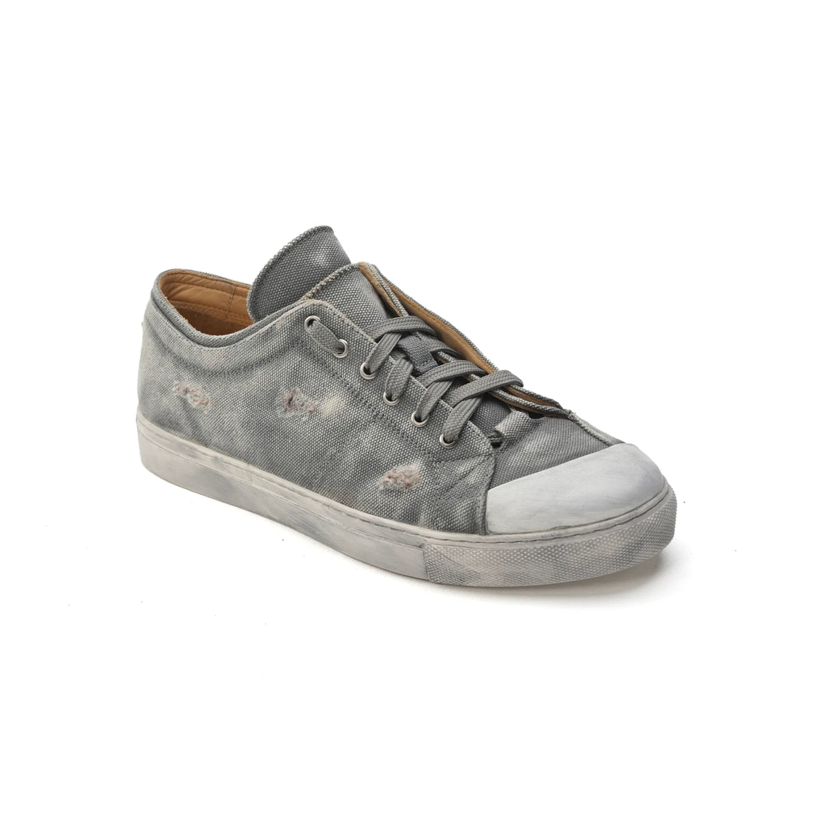 NO LOGO Canvas Distressed Double-Tongue Platform Sneaker