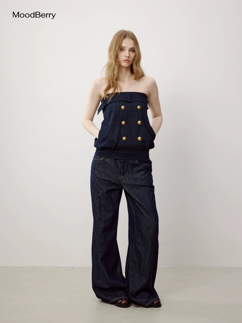 MoodBerry American Retro Raw Straight-Leg Jeans