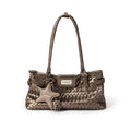 SmoSmos nmetal Woven Faux Leather Zip-Top Shoulder Bag