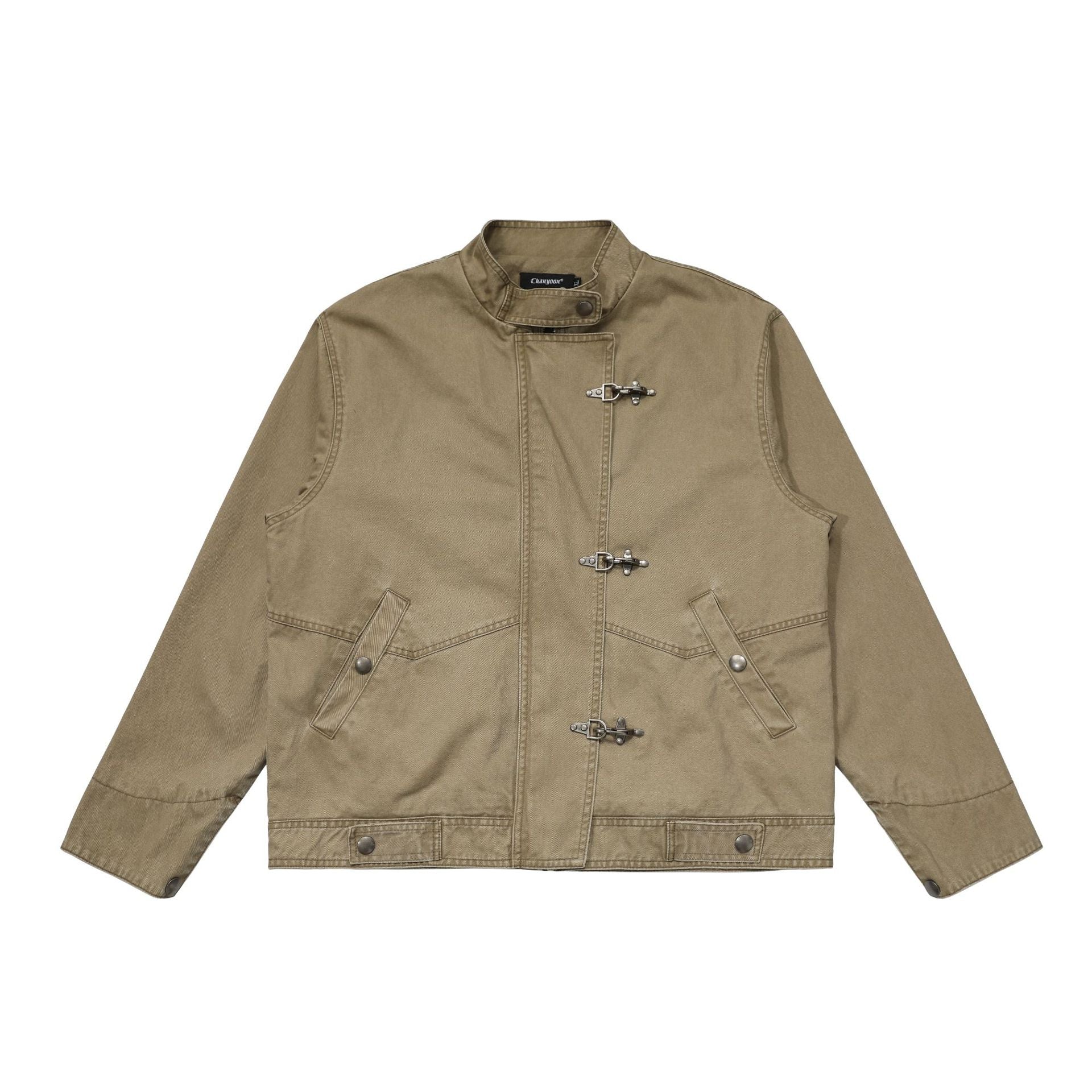 CHANYOOU Retro Premium Sense Aircraft Buckle Stand-up Collar Jacket