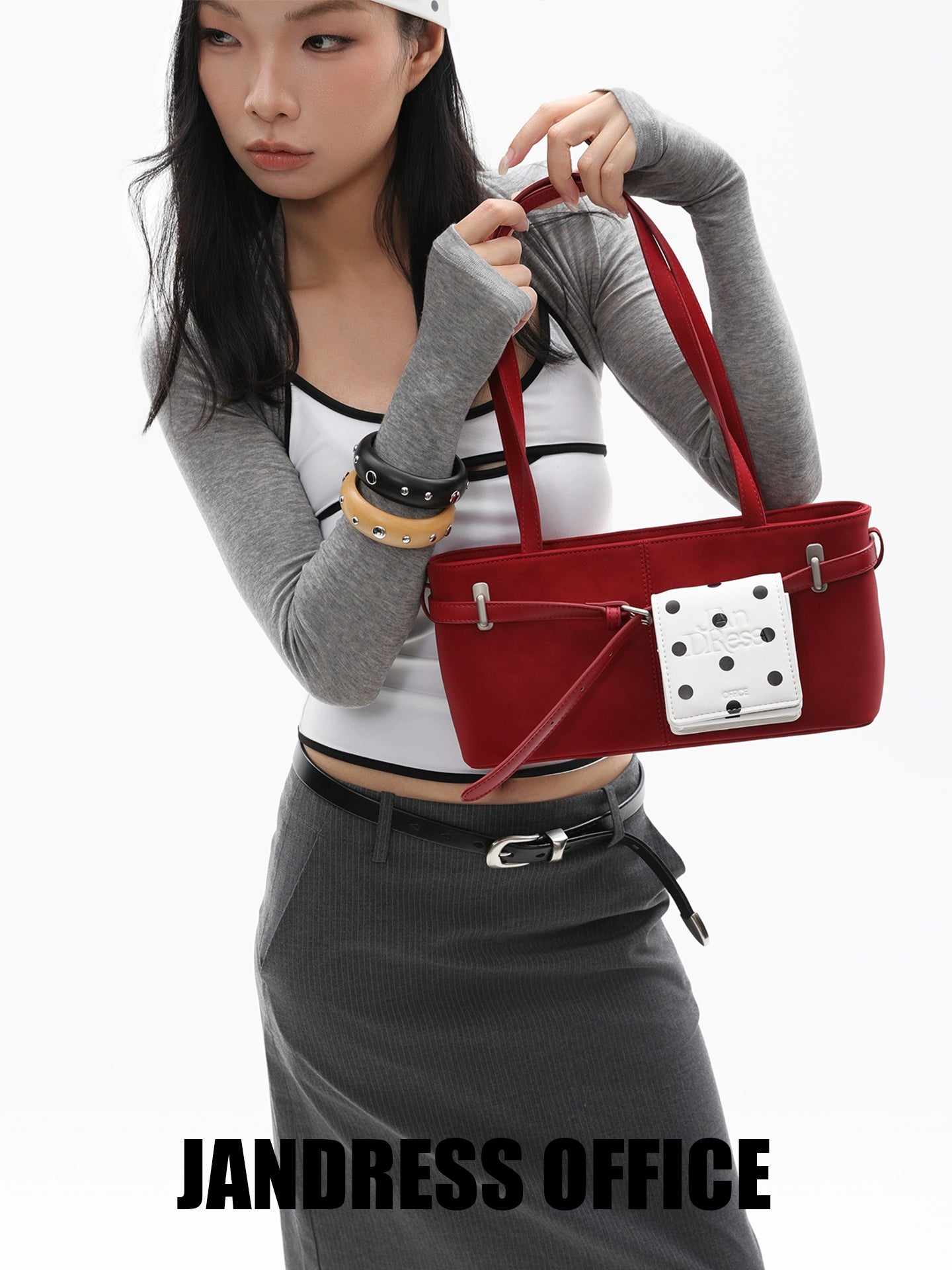 JANDRESS Vintage Belt Trim Shoulder Underarm Bag