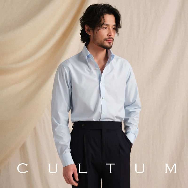 CULTUM Italian Large Pointed Button-neck Long-sleeved Shirt