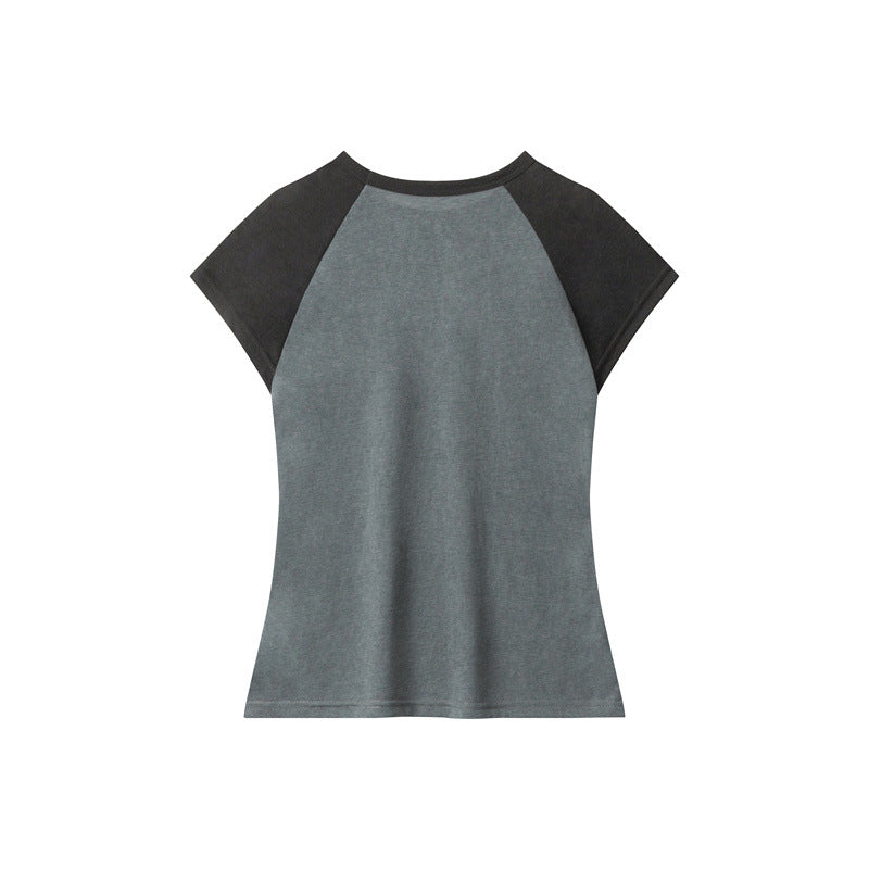 Nariele Letter Print Short Sleeve Crew Neck Casual Tee