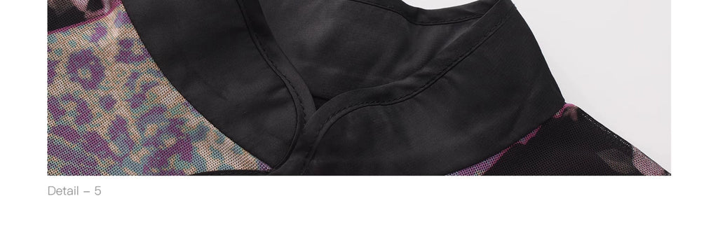 LULUSWINGS Smoked Purple Print Splicing Chinese Cheongsam