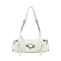 VFVF White Faux Leather Zip Crossbody Bag