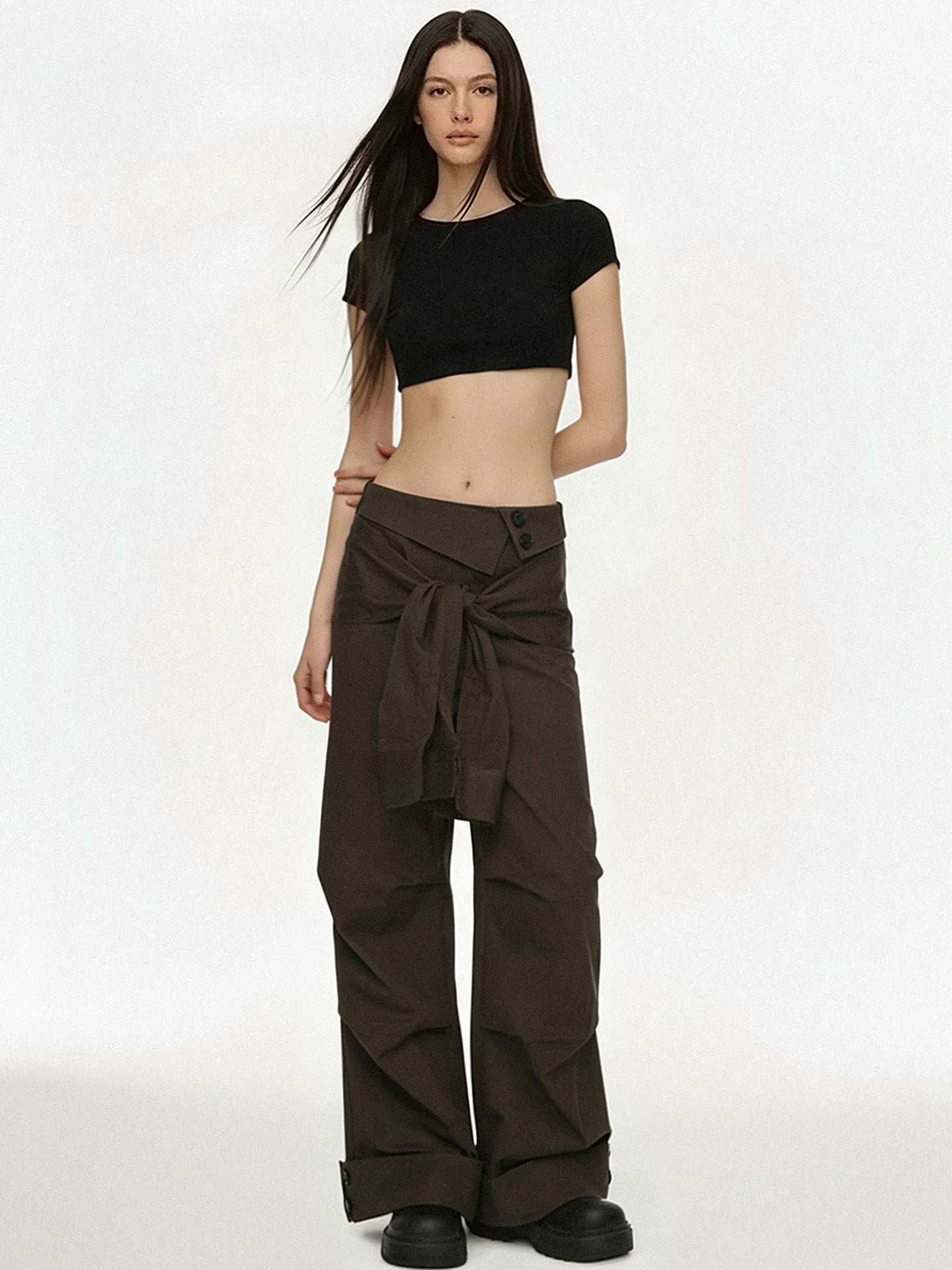 FUNOFF Strap-on Low-rise Straight Slacks