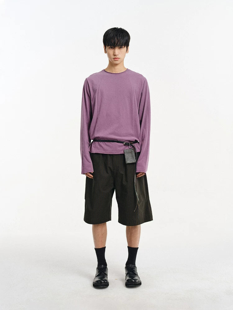DIMC Lightweight Cotton Vertical Stripe Knee-Length Shorts