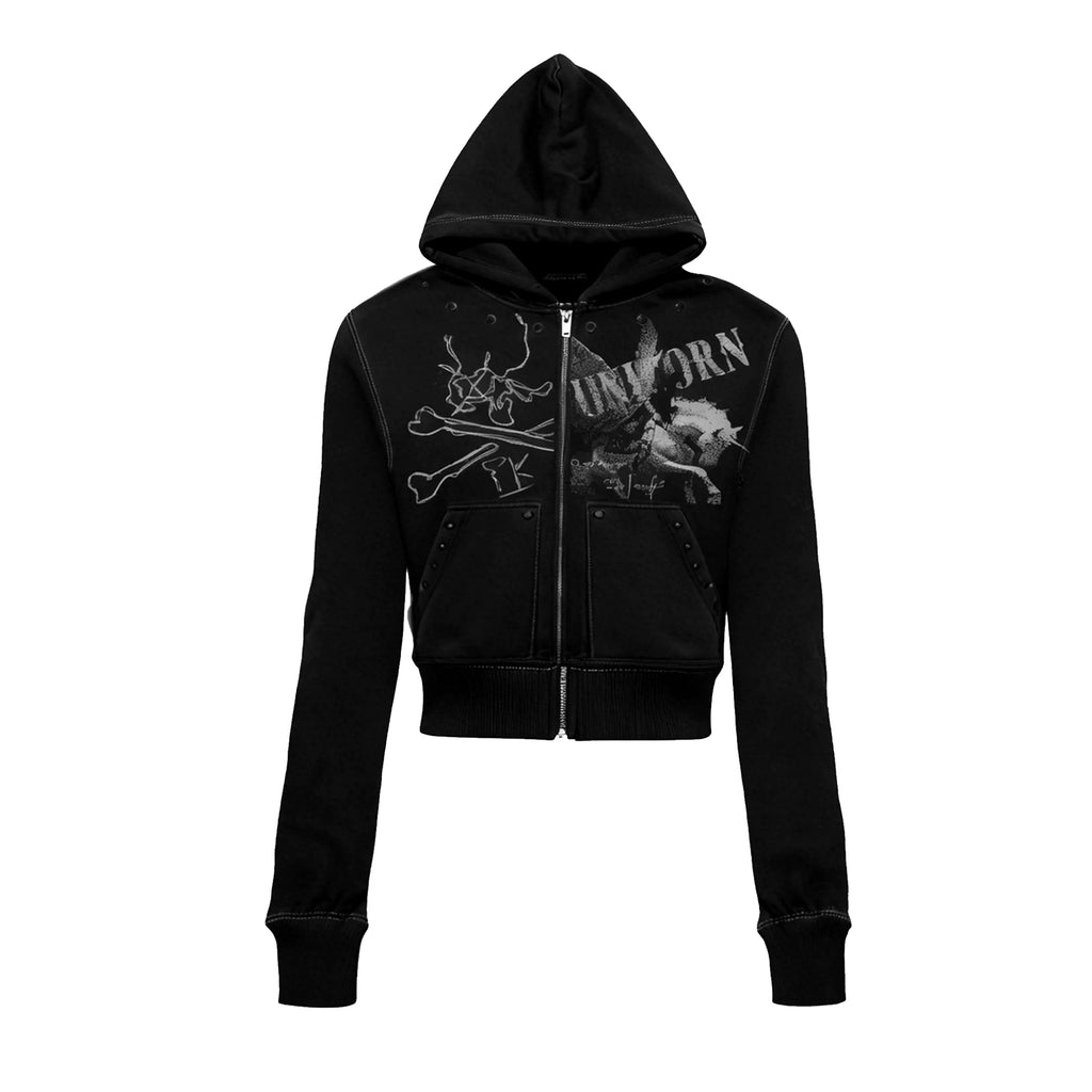 PAIKI Magic Ride Unicorn Cardigan Hooded Fleece Sweater